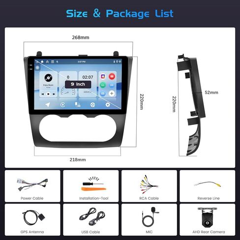 راديو ستيريو للسيارة 2+32G Android 13 لسيارة Nissan Altima 2008-2012 (مكيف هواء يدوي)، شاشة لمس عالية الدقة 9 بوصة مع Apple CarPlay Android Auto اللاسلكي، كاميرا احتياطية AHD، وصلة مرآة، GPS، WiFi، DSP in Kuwait