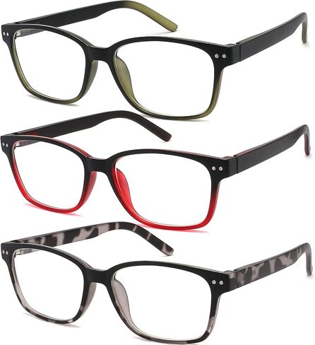 Men's Reading Glasses 3 Pack Anti-Blue Light UV Blocking Readers for Men Stylish Rivet Design TR90 Frame Spring Hinge Magnification +1.50x in Saudi Arabia