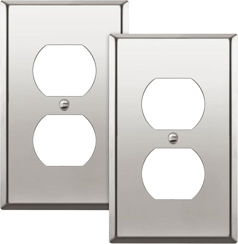 ENERLITES Duplex Receptacle Metal Wall Plate, Stainless Steel Switch Outlet Cover, Size 1-Gang 4.50" x 2.76", 7721-10PCS, 430, UL Listed, Silver (10 Pack), 10 Count in Saudi Arabia