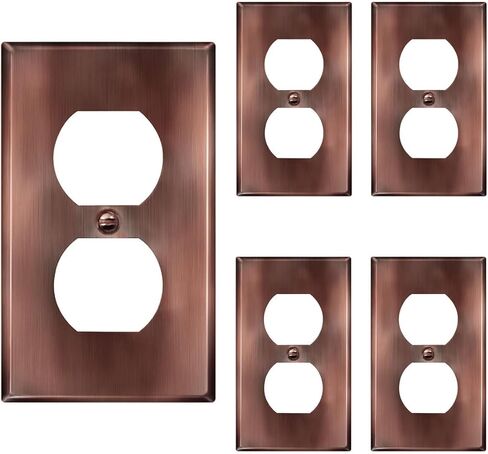 ENERLITES Duplex Receptacle Metal Wall Plate, Stainless Steel Switch Outlet Cover, Size 1-Gang 4.50" x 2.76", 7721-10PCS, 430, UL Listed, Silver (10 Pack), 10 Count in Saudi Arabia
