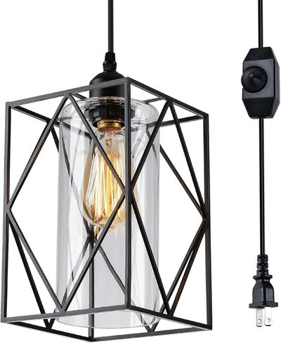 HMVPL Plug in Pendant Light with Dimmer Switch, Outdoor Farmhouse Hanging Lights Fixtures for Gazebo and Porch, Plug in Ceiling Light for Kitchen Island Table Bedroom Hallway Foyer in Kuwait