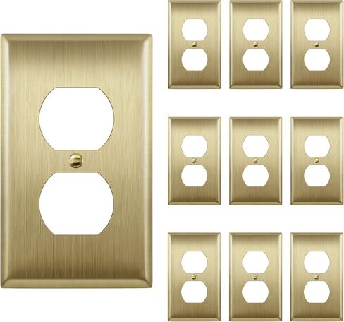 ENERLITES Duplex Receptacle Metal Wall Plate, Stainless Steel Switch Outlet Cover, Size 1-Gang 4.50" x 2.76", 7721-10PCS, 430, UL Listed, Silver (10 Pack), 10 Count in Saudi Arabia