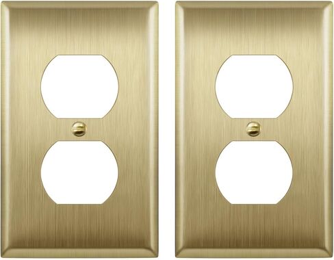 ENERLITES Duplex Receptacle Metal Wall Plate, Stainless Steel Switch Outlet Cover, Size 1-Gang 4.50" x 2.76", 7721-10PCS, 430, UL Listed, Silver (10 Pack), 10 Count in Saudi Arabia