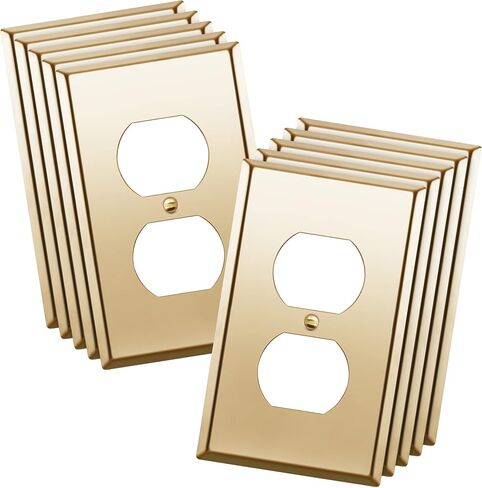 ENERLITES Duplex Receptacle Metal Wall Plate, Stainless Steel Switch Outlet Cover, Size 1-Gang 4.50" x 2.76", 7721-10PCS, 430, UL Listed, Silver (10 Pack), 10 Count in Saudi Arabia
