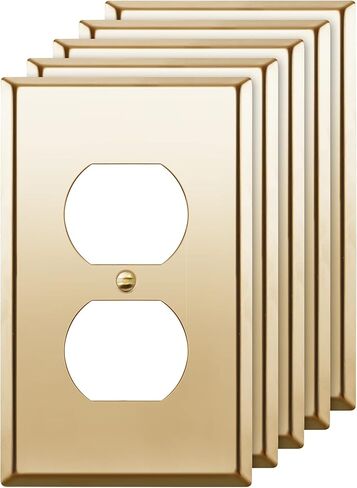 ENERLITES Duplex Receptacle Metal Wall Plate, Stainless Steel Switch Outlet Cover, Size 1-Gang 4.50" x 2.76", 7721-10PCS, 430, UL Listed, Silver (10 Pack), 10 Count in Saudi Arabia