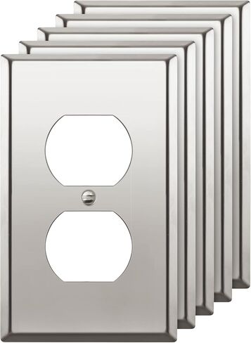 ENERLITES Duplex Receptacle Metal Wall Plate, Stainless Steel Switch Outlet Cover, Size 1-Gang 4.50" x 2.76", 7721-10PCS, 430, UL Listed, Silver (10 Pack), 10 Count in Saudi Arabia
