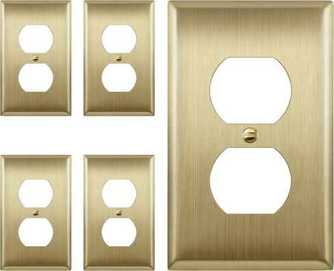 ENERLITES Duplex Receptacle Metal Wall Plate, Stainless Steel Switch Outlet Cover, Size 1-Gang 4.50" x 2.76", 7721-10PCS, 430, UL Listed, Silver (10 Pack), 10 Count in Saudi Arabia