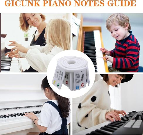 61 Key Colorful Piano Notes Guide Removable, 2 Pcs Silicone Piano Key Labels 35cm/50cm, Reusable Full Size Pianos Keyboard Stickers, Essential Pianos Accessories for Beginners in Saudi Arabia
