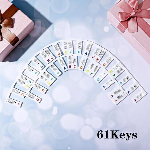 61 Key Colorful Piano Notes Guide Removable, 2 Pcs Silicone Piano Key Labels 35cm/50cm, Reusable Full Size Pianos Keyboard Stickers, Essential Pianos Accessories for Beginners in Saudi Arabia