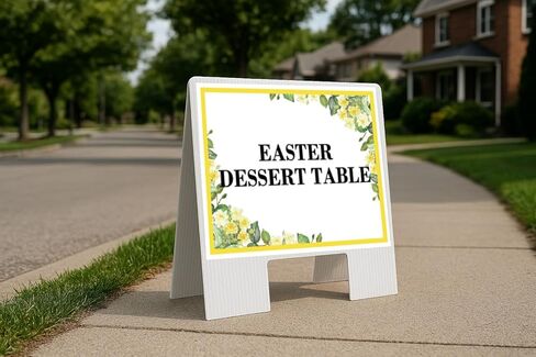 طاولة حلوى عيد الفصح زهور الربيع الحمضيات الأوكالبتوس لأعلى السهام على شكل حرف A من جانب واحد مقاس 23 × 23 بوصة. in Kuwait