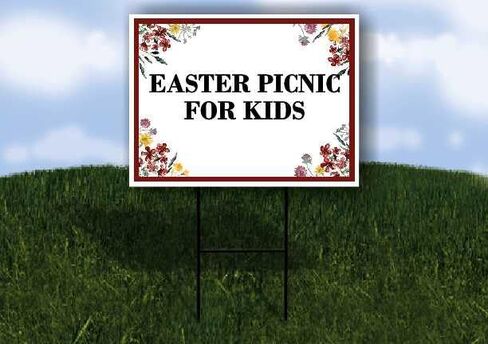 نزهة عيد الفصح للأطفال، زهور الربيع، أسهم باللون الوردي البرقوق، إطار على شكل حرف A من جانب واحد مقاس 23 × 23 بوصة. in Kuwait