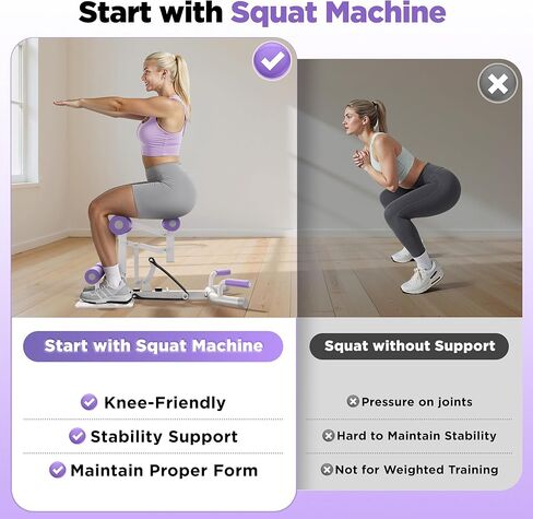 آلة القرفصاء العميقة القابلة للتعديل من فييردون - مدرب للساق والغلوت بمقاومة 7 مستويات للمنزل، معدات متعددة الوظائف للنساء لتقوية القلب والوركين والفخذين in Kuwait