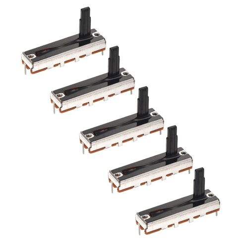 MECCANIXITY 5Pcs Straight Single Linear Slide Potentiometer 3 Pin B100K 35mm(L) 20mm Travel 4x15mm Handle Fader Variable Resistors Mixer Electronic Potentiometer for Dimming Tuning in Saudi Arabia