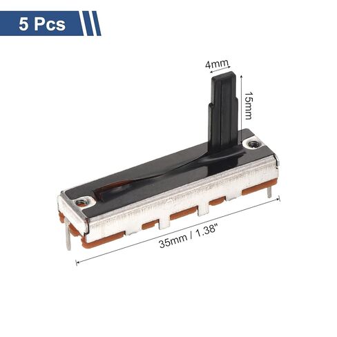 MECCANIXITY 5Pcs Straight Single Linear Slide Potentiometer 3 Pin B100K 35mm(L) 20mm Travel 4x15mm Handle Fader Variable Resistors Mixer Electronic Potentiometer for Dimming Tuning in Saudi Arabia