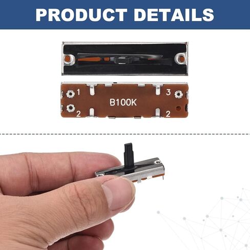 MECCANIXITY 5Pcs Straight Single Linear Slide Potentiometer 3 Pin B100K 35mm(L) 20mm Travel 4x15mm Handle Fader Variable Resistors Mixer Electronic Potentiometer for Dimming Tuning in Saudi Arabia
