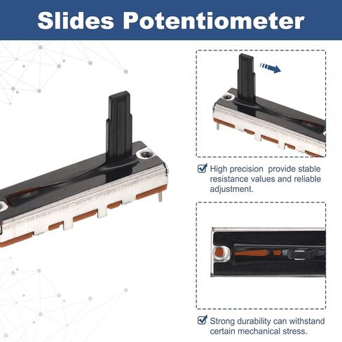 MECCANIXITY 5Pcs Straight Single Linear Slide Potentiometer 3 Pin B100K 35mm(L) 20mm Travel 4x15mm Handle Fader Variable Resistors Mixer Electronic Potentiometer for Dimming Tuning in Saudi Arabia