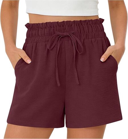 High Waisted Shorts for Women Drawstring Casual Wide Leg Bermuda Shorts Beach Vacation Lounge Short Pants with Pocket in Saudi Arabia