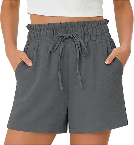 High Waisted Shorts for Women Drawstring Casual Wide Leg Bermuda Shorts Beach Vacation Lounge Short Pants with Pocket in Saudi Arabia