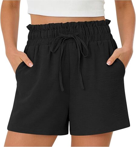 High Waisted Shorts for Women Drawstring Casual Wide Leg Bermuda Shorts Beach Vacation Lounge Short Pants with Pocket in Saudi Arabia