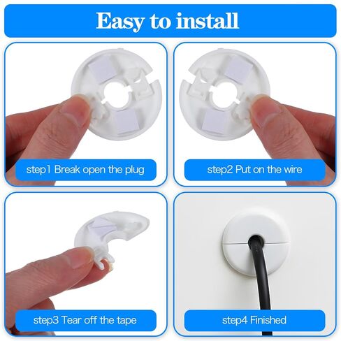 4PCS Wall Split Flange, 1.57 Inch Grommet Cable Pass Through Kit, Cable Bushing with Adhesive, Cable Routing Hole Cover for Ethernet Starlink TV Cables Furniture Desk in Saudi Arabia
