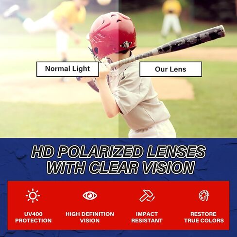 Polarized Kids Sunglasses Youth Baseball Sun Glasses for Softball Running and Cycling Sports UV400 in Saudi Arabia