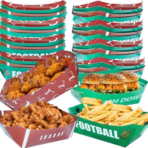 40 Pack Football Party Supplies - Large Football Food Serving Trays, Disposable Paper Plates Party Bowls Football Party Decorations for Birthday and Tailgate Parties in Saudi Arabia