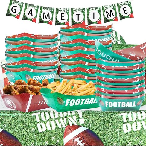 40 Pack Football Party Supplies - Large Football Food Serving Trays, Disposable Paper Plates Party Bowls Football Party Decorations for Birthday and Tailgate Parties in Saudi Arabia