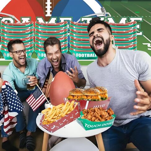 40 Pack Football Party Supplies - Large Football Food Serving Trays, Disposable Paper Plates Party Bowls Football Party Decorations for Birthday and Tailgate Parties in Saudi Arabia
