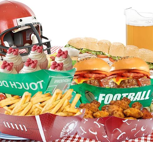 40 Pack Football Party Supplies - Large Football Food Serving Trays, Disposable Paper Plates Party Bowls Football Party Decorations for Birthday and Tailgate Parties in Saudi Arabia