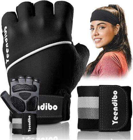 5-in-1 Workout Gloves with Wrist Strap, Full Protection Exercise Weight Lifting Gloves for Men and Women, Detachable Design with Mesh Bag Size L in Saudi Arabia