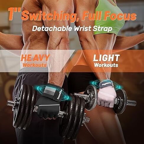 5-in-1 Workout Gloves with Wrist Strap, Full Protection Exercise Weight Lifting Gloves for Men and Women, Detachable Design with Mesh Bag Size L in Saudi Arabia