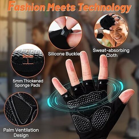 5-in-1 Workout Gloves with Wrist Strap, Full Protection Exercise Weight Lifting Gloves for Men and Women, Detachable Design with Mesh Bag Size L in Saudi Arabia