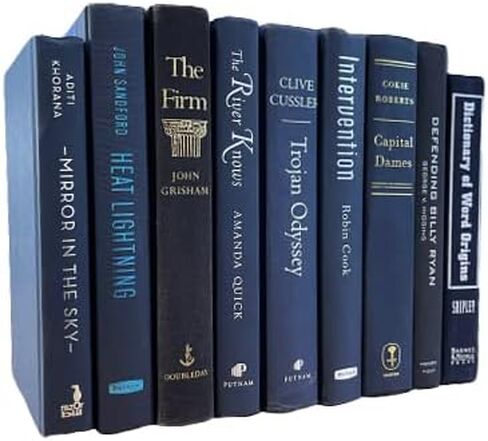 كتب حقيقية بلون للمكتب أو ديكور المنزل - التصميم الداخلي عرض حفل زفاف صورة الدعامة (11 كتابًا ، أسود - عنوان ذهبي) in Kuwait