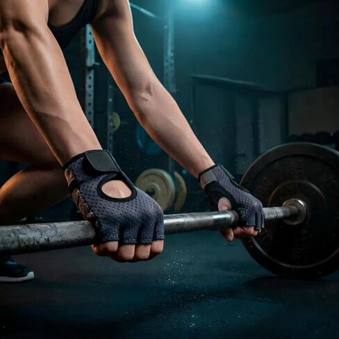 1pair Anti-Slip Half Finger Fitness Gloves Breathable Workout Gloves for Men and Women, Weightlifting Gym Training Cycling in Saudi Arabia