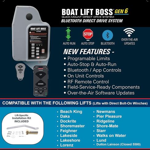Boat Lift Boss Gen 6 Direct Drive System 12/24v Boat Lift Motor, Wireless Remote and Bluetooth Capability - Fits Shoremaster, Beach King, Feighner and More. in Saudi Arabia