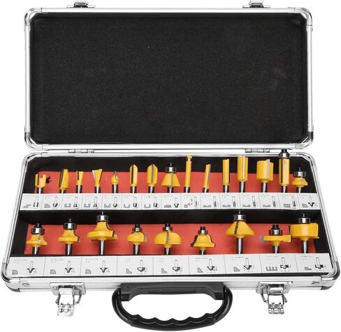 24Pcs Woodworking Cutter Kit, Alloy Corner Round Bit Rabbeting Bits for Wood Cutting Engraving Tools with Trimming Machine Cutter and Electric Wood Milling in Saudi Arabia