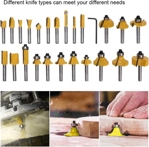 24Pcs Woodworking Cutter Kit, Alloy Corner Round Bit Rabbeting Bits for Wood Cutting Engraving Tools with Trimming Machine Cutter and Electric Wood Milling in Saudi Arabia