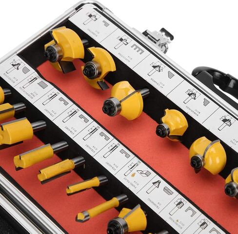 24Pcs Woodworking Cutter Kit, Alloy Corner Round Bit Rabbeting Bits for Wood Cutting Engraving Tools with Trimming Machine Cutter and Electric Wood Milling in Saudi Arabia