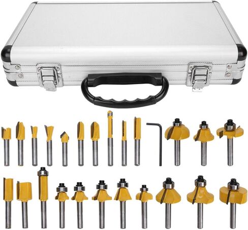 24Pcs Woodworking Cutter Kit, Alloy Corner Round Bit Rabbeting Bits for Wood Cutting Engraving Tools with Trimming Machine Cutter and Electric Wood Milling in Saudi Arabia