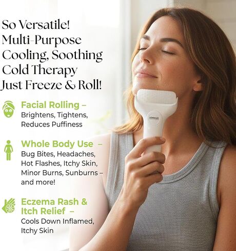 لوما لوكس كول إت! آيس رولر - علاج بارد متعدد الأغراض للوجه والجسم لحكة الجلد والانتفاخ والأكزيما والحروق الطفيفة وتخفيف حروق الشمس | مهدئ وقابل لإعادة الاستخدام in Kuwait