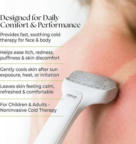 لوما لوكس كول إت! آيس رولر - علاج بارد متعدد الأغراض للوجه والجسم لحكة الجلد والانتفاخ والأكزيما والحروق الطفيفة وتخفيف حروق الشمس | مهدئ وقابل لإعادة الاستخدام in Kuwait