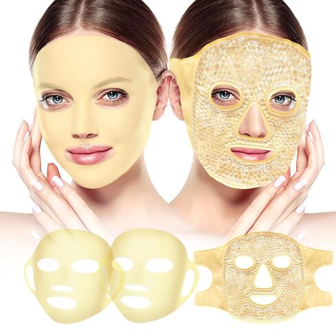 my novel things Face Ice Pack and 2 Packs Silicone Face Mask Cover, Full Facial Frozen Masks Hot Cold Face Compress Reusable Skin Care Gift for Women Puffiness Swelling Relief Beauty Spa Essentials in Saudi Arabia
