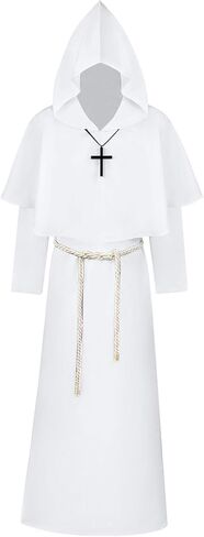 Unisex Halloween Cloak Medieval Monk Robe Priest Robe Renaissance Priest Robe Costume Cosplay Cowl Robe Fancy Dress in Kuwait