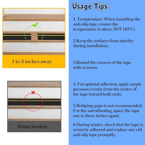 10 Packs 6" x 30" Anti Slip Stair Tread with Reflective Strips, Non Slip Grip Tape with Glow in Dark Stripe, High Friction Deck Grip Tape Strips, Self-Adhesive Outdoor Non Skid Tape for Stairs Step in Saudi Arabia