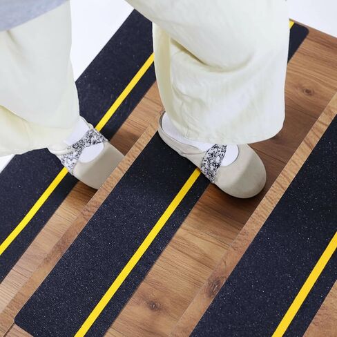 10 Packs 6" x 30" Anti Slip Stair Tread with Reflective Strips, Non Slip Grip Tape with Glow in Dark Stripe, High Friction Deck Grip Tape Strips, Self-Adhesive Outdoor Non Skid Tape for Stairs Step in Saudi Arabia