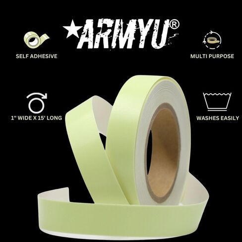 ARMYU US Made Glow-in-the-Dark Tactical Safety Tape - Luminous Military Army Phosphorescent Roll High Fluorescent Adhesive Sticker in Saudi Arabia