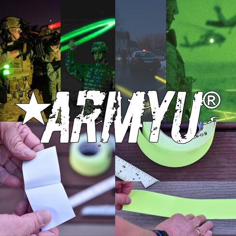 ARMYU US Made Glow-in-the-Dark Tactical Safety Tape - Luminous Military Army Phosphorescent Roll High Fluorescent Adhesive Sticker in Saudi Arabia