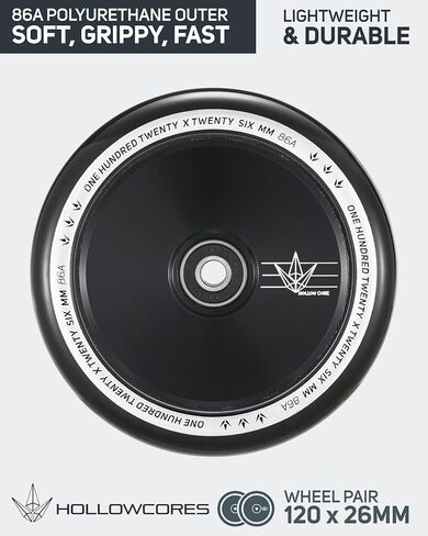 Envy Scooters Hollowcore Wheels Pair - 120mm x 26mm - Black in Saudi Arabia