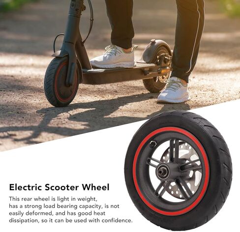 Electric Scooter Rear Wheel, Rear Wheel with 120mm/4.7in Brake Disc Red Pneumatic Tyre Aluminum Alloy Hub Rubber Tire Replacement Wheel for PRO PRO2 M3 in Saudi Arabia