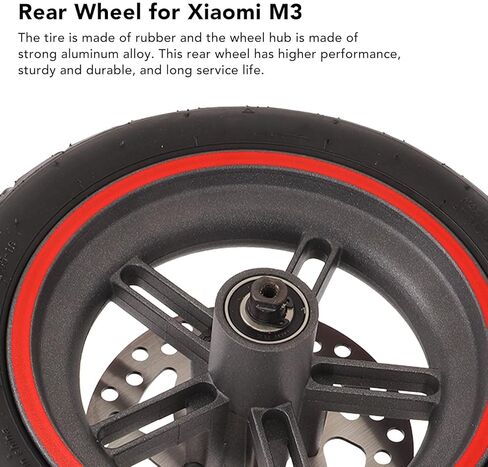 Electric Scooter Rear Wheel, Rear Wheel with 120mm/4.7in Brake Disc Red Pneumatic Tyre Aluminum Alloy Hub Rubber Tire Replacement Wheel for PRO PRO2 M3 in Saudi Arabia